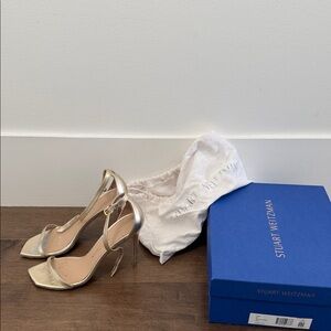 Stuart Weitzman Metallic Silver/ gold nappa heels